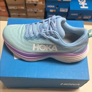 LAST ONE!CLEARANCE!! Hoka Bondi 8 Women’s Blue and Purple(ABSO) Running Shoes